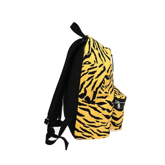 Saint Laurent Logo Zebra Backpack Bag Canvas Leather Yellow Black 85RL233 - Picture 4 of 16